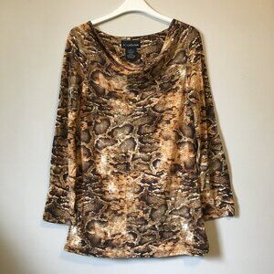 Vintage Y2K Snakeskin Print Fitted + Lined Long Sleeve Top